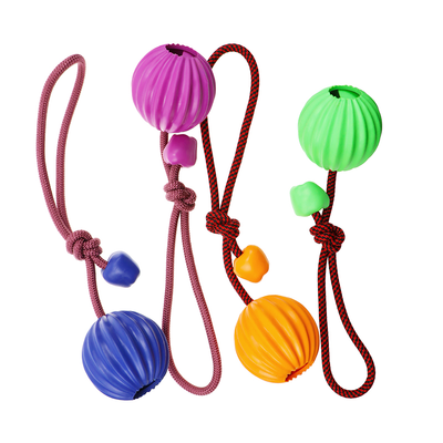 Towline Dog Toy Rope Ball Rubber Dog Chew Rope with Ball Interactive Dog Toys