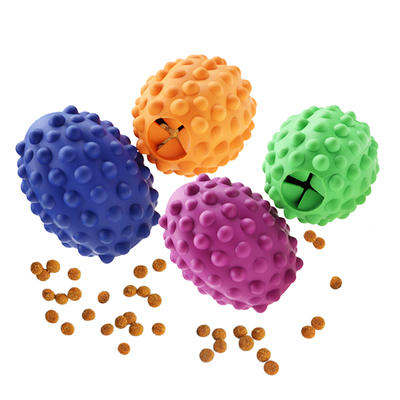 Punch Rugby Rubber Dog Treat Puzzle Ball Food Dispenser Dog Chew Toy